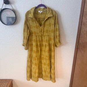 Umgee Yellow Tiered Midi Dress